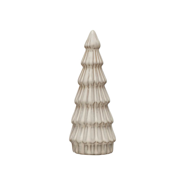 White Stoneware Ribbed Tree