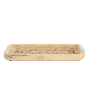 Floral Hand-Carved Mango Wood Tray