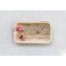 Load image into Gallery viewer, Floral Hand-Carved Mango Wood Tray