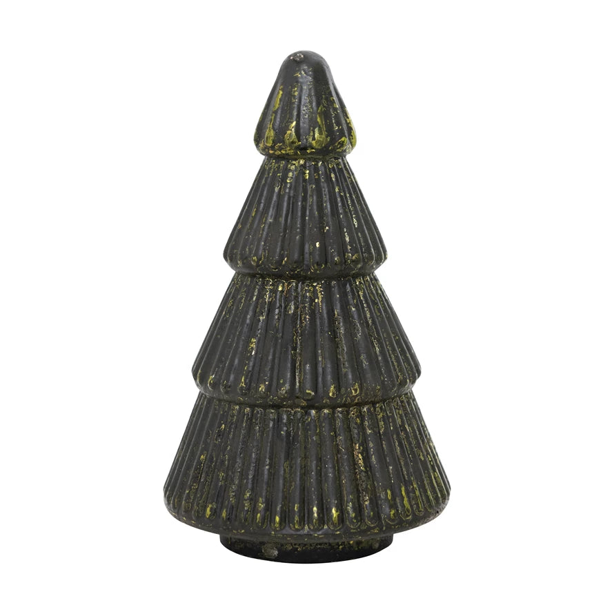 Green Embossed Mercury Glass Tree