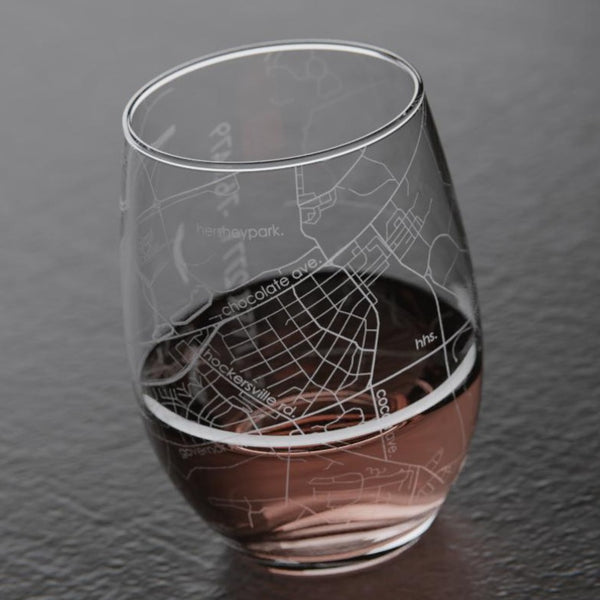 Hershey Map Stemless Wine Glass