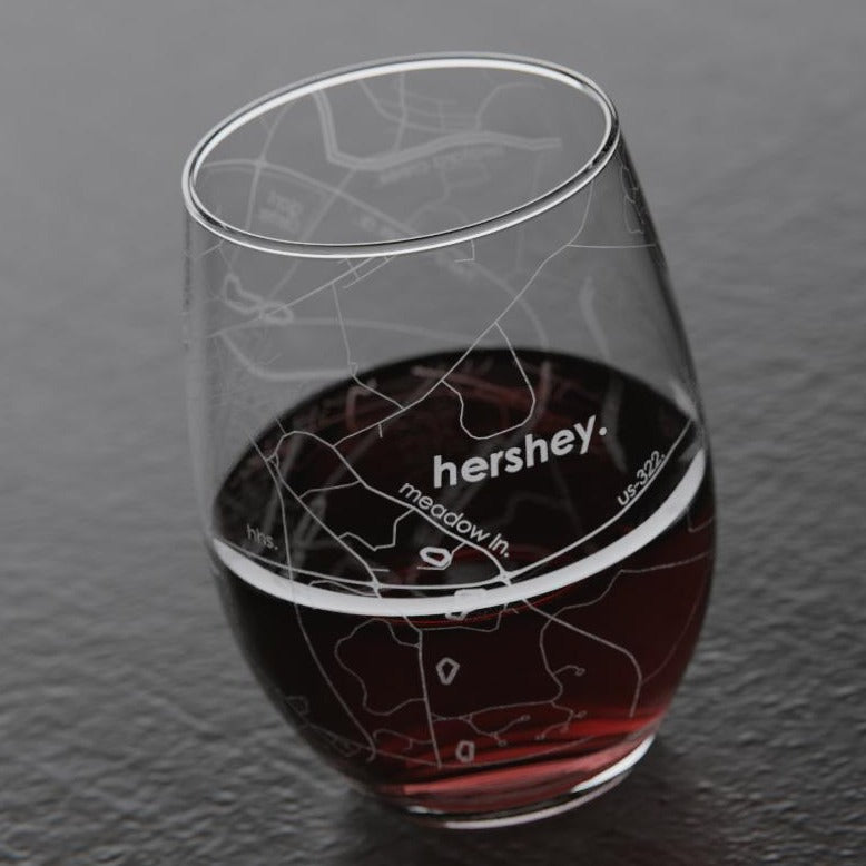 Hershey Map Stemless Wine Glass