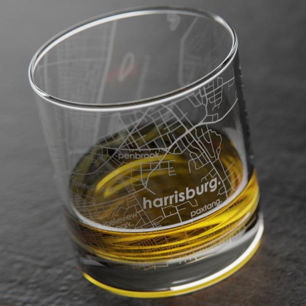Harrisburg Map Whiskey Glass